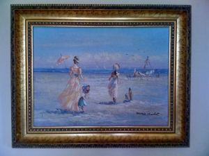 Victorian Beach Scene - Artist Marie Charlot